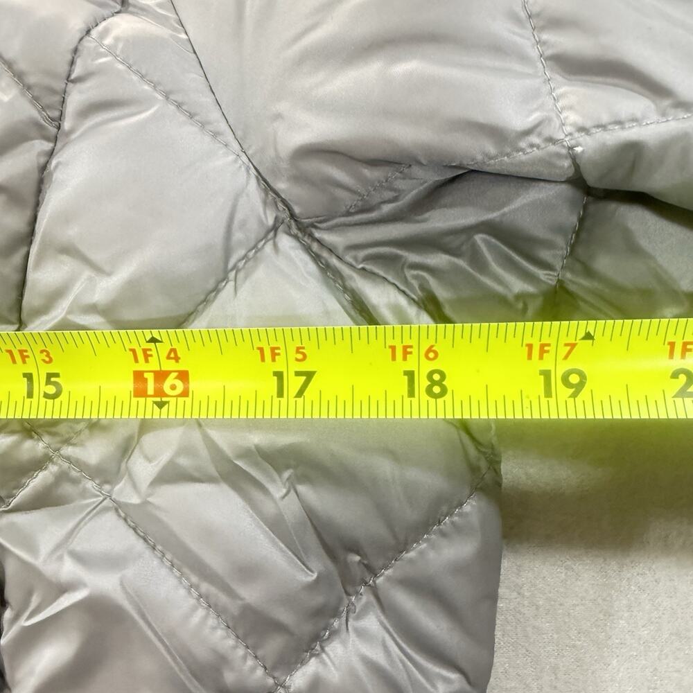 Lauren Ralph Lauren Womens Medium Quilted Puffer Jacket Gray Faux Leather Trim - Picture 3 of 14